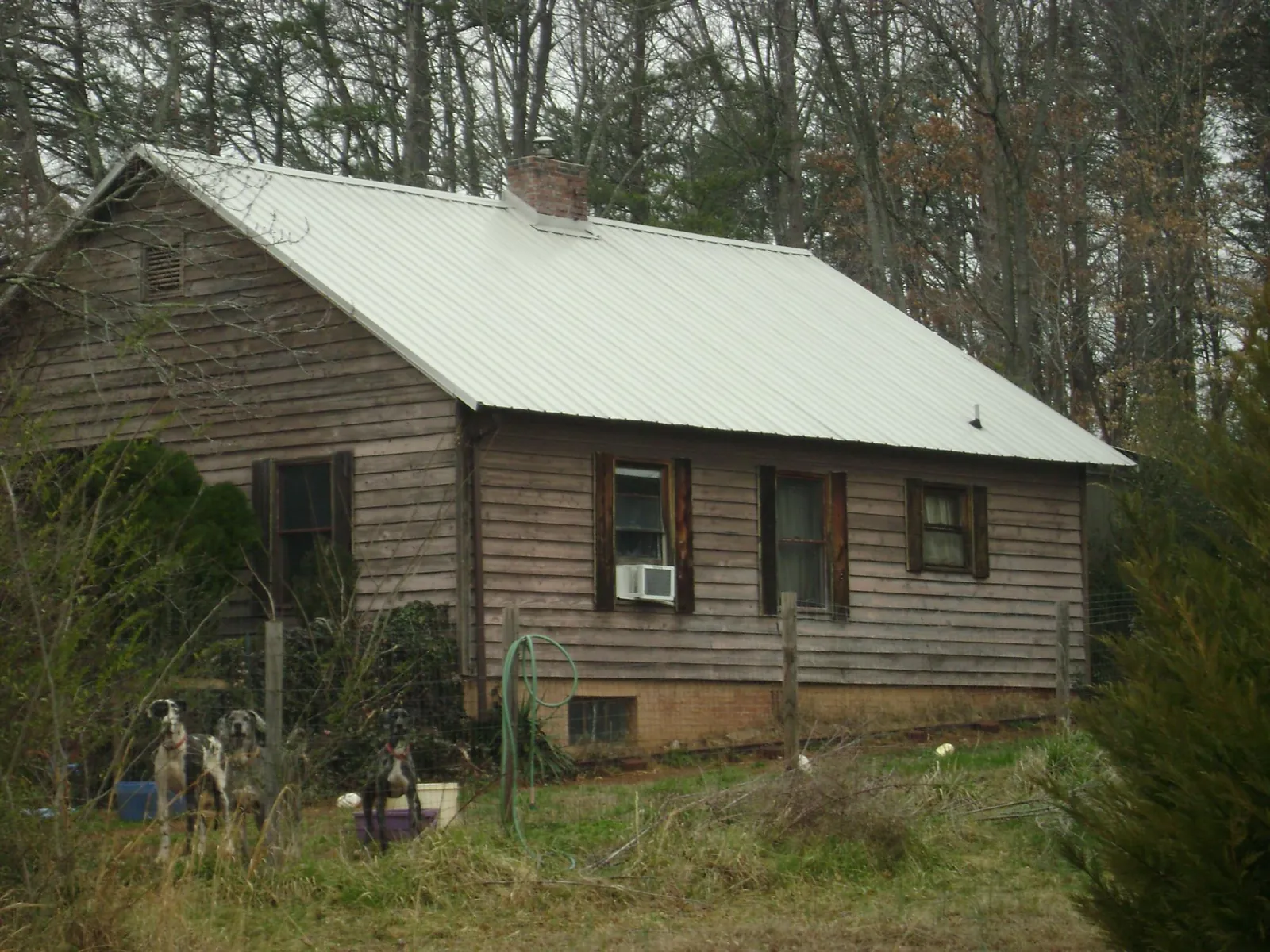 White metal roof on an old wood sided farmhouse, from a Asphalt Shingle Roof Repair job in Half Moon Bay